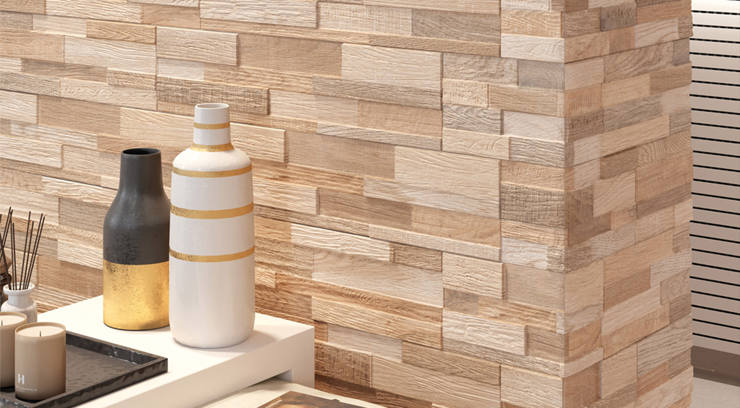 3D Sand Wood Effect Cladding Wall Art series by Ceramica Rondine

