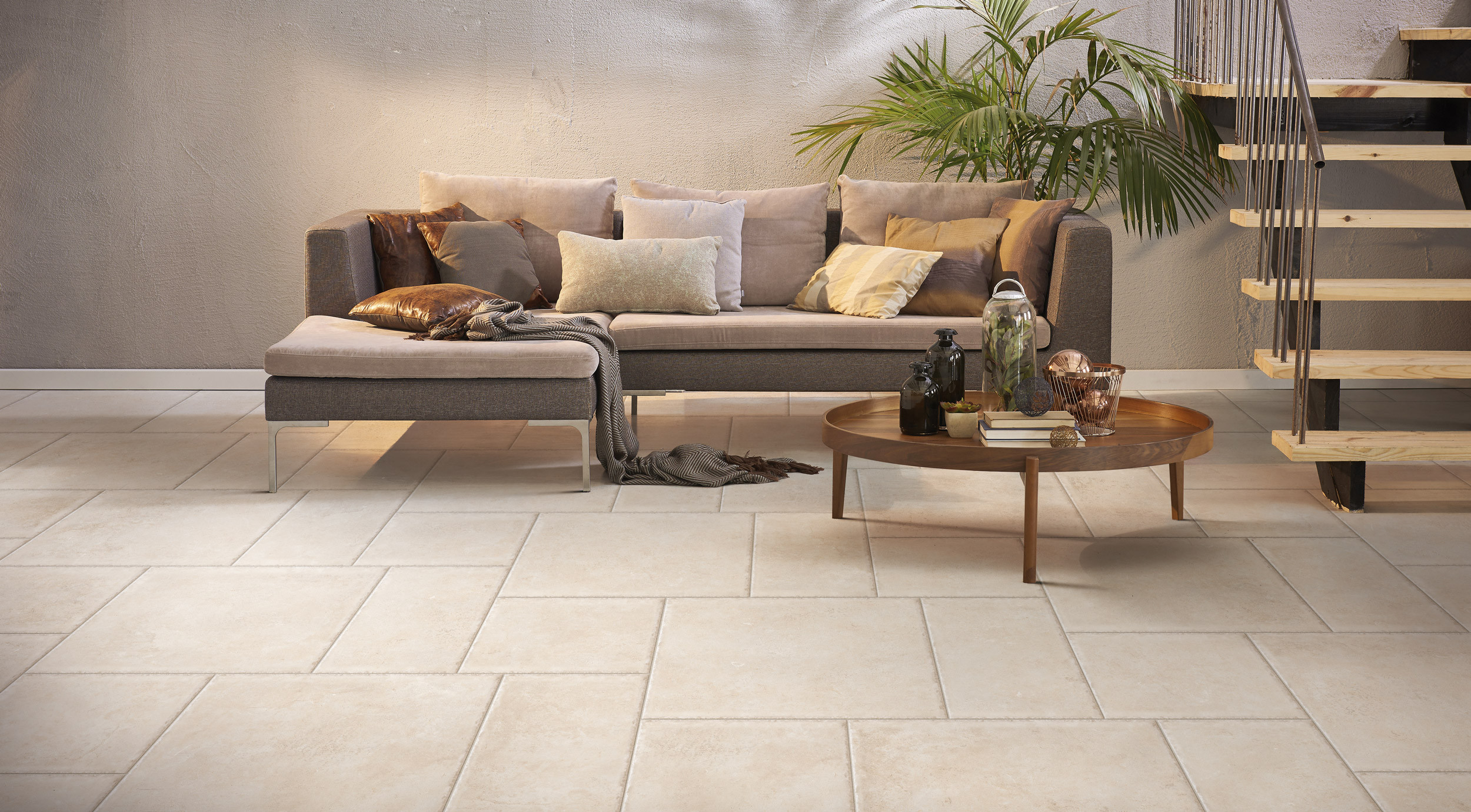 Ivory porcelain stoneware floor and wall tiles Terre d'Otranto Naturale R9 series by Ceramica Rondine
