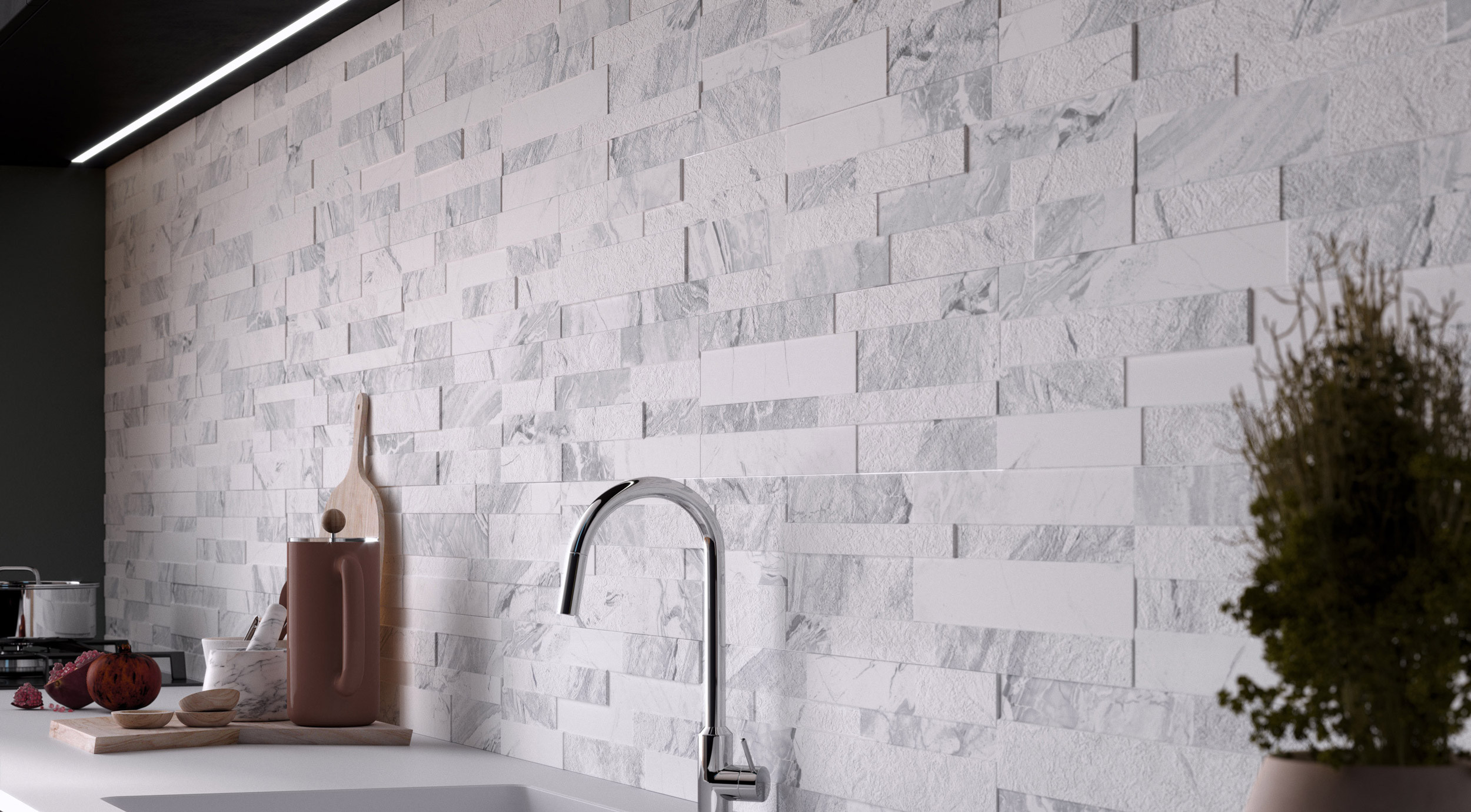3D White Wall Effect Cladding Gioia series by Ceramica Rondine
