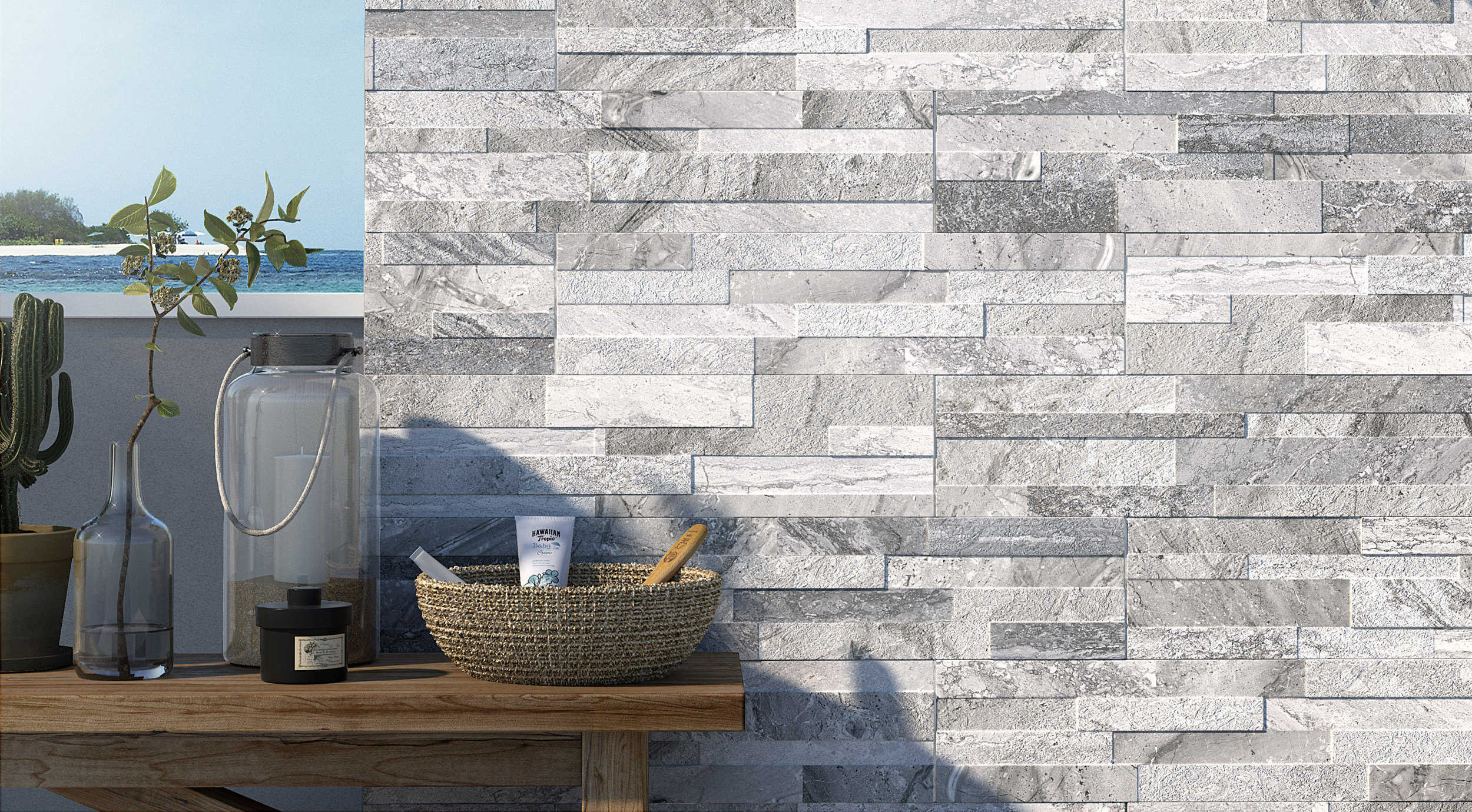 3D Gray Wall Effect Cladding Gioia series by Ceramica Rondine
