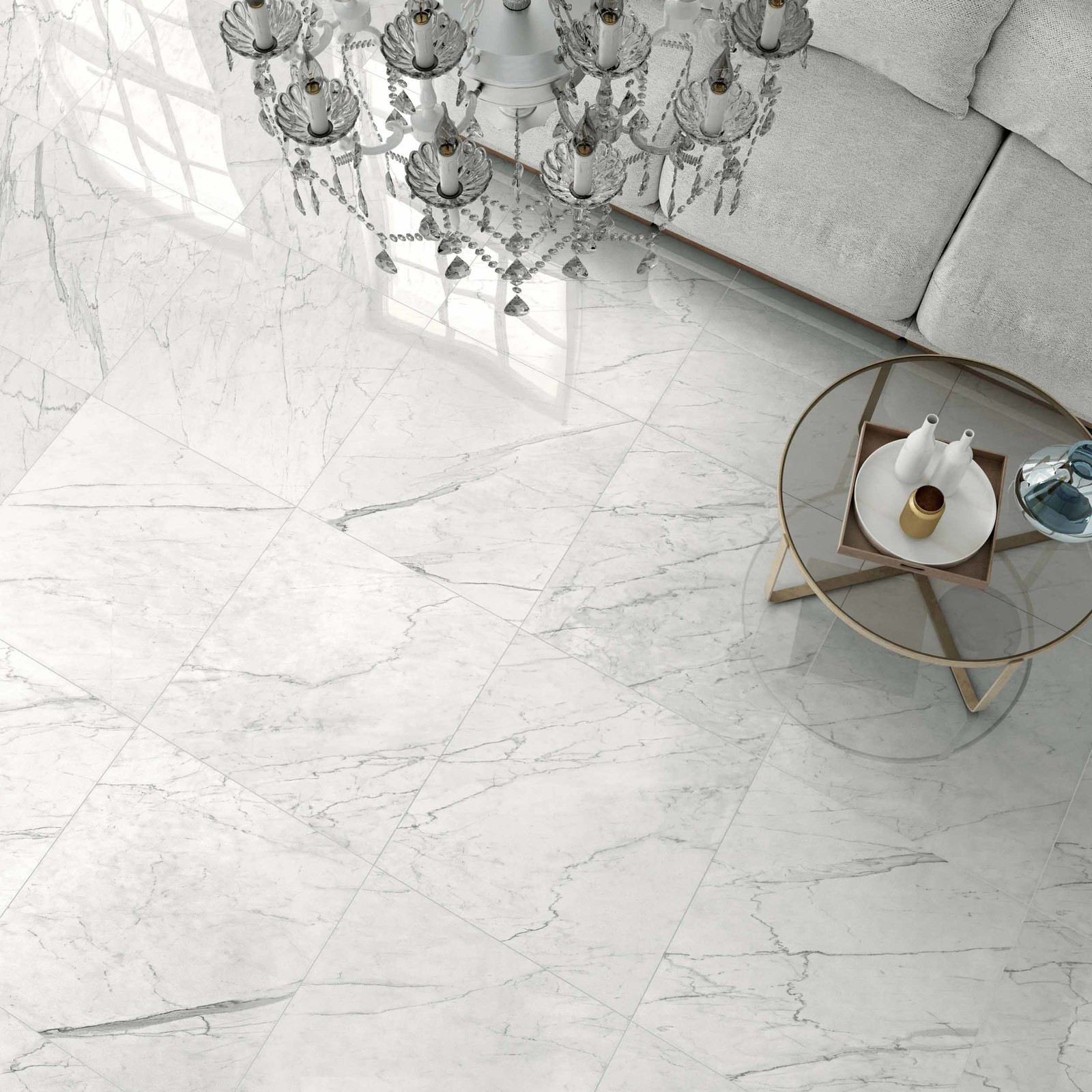 Precious Statuary Marble effect porcelain tile floor

