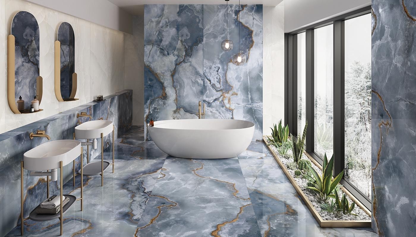 Onyx Blue Marble Canvas by Emilceramica
