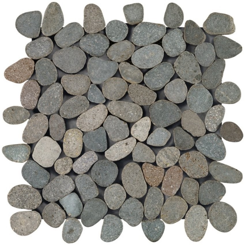 Grey stone mosaic on a round net
