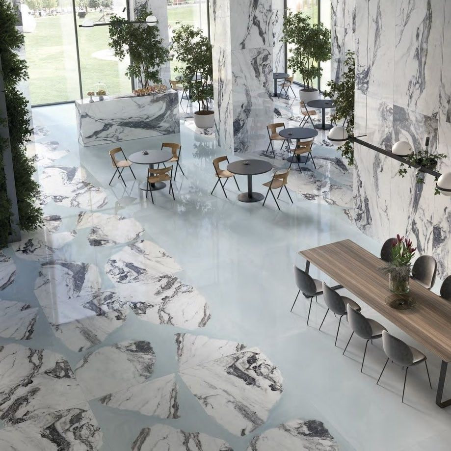 AMBRA BIANCO SIENA marble effect tiles UNIQUEMARBLE series
