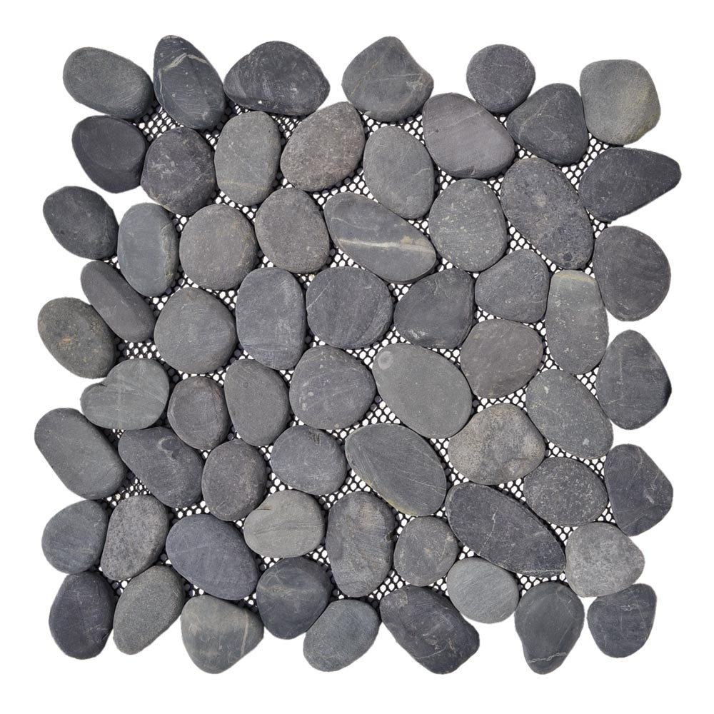 Black mosaic smooth flat stone 30x30
