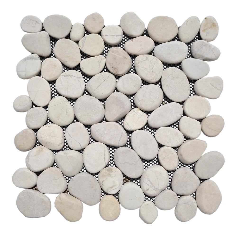 White smooth flat stone mosaic 30x30

