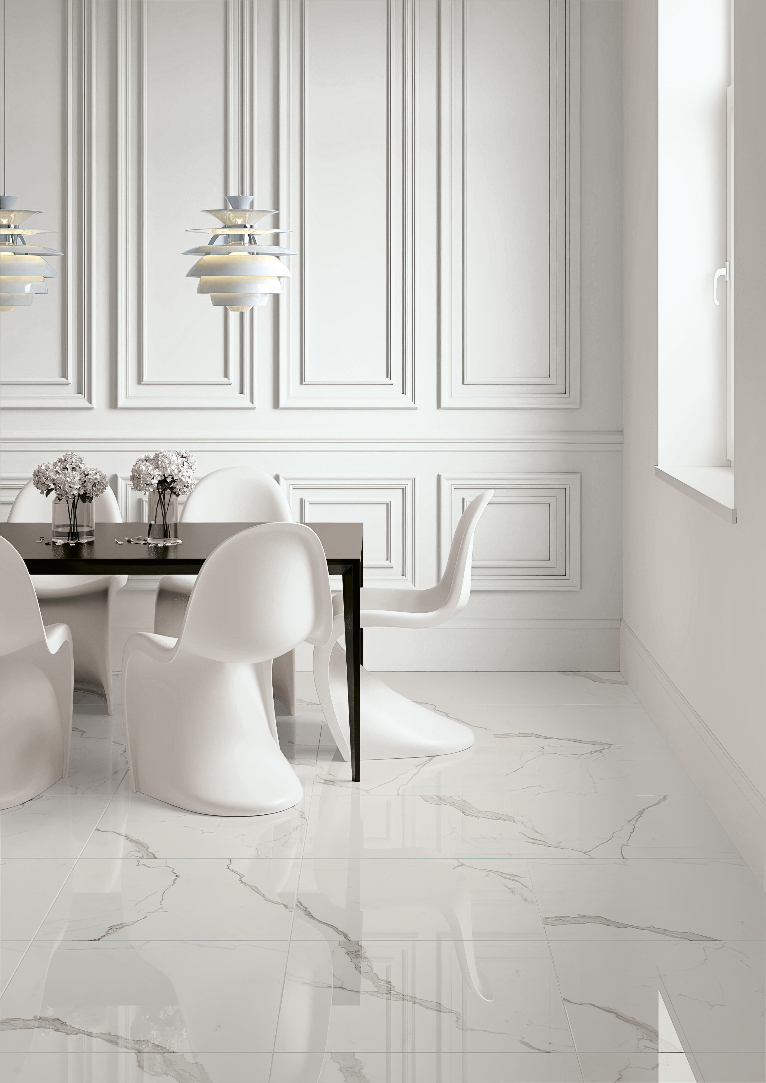 Statuary marble effect porcelain tile floor by Paul Ceramica Mito series
