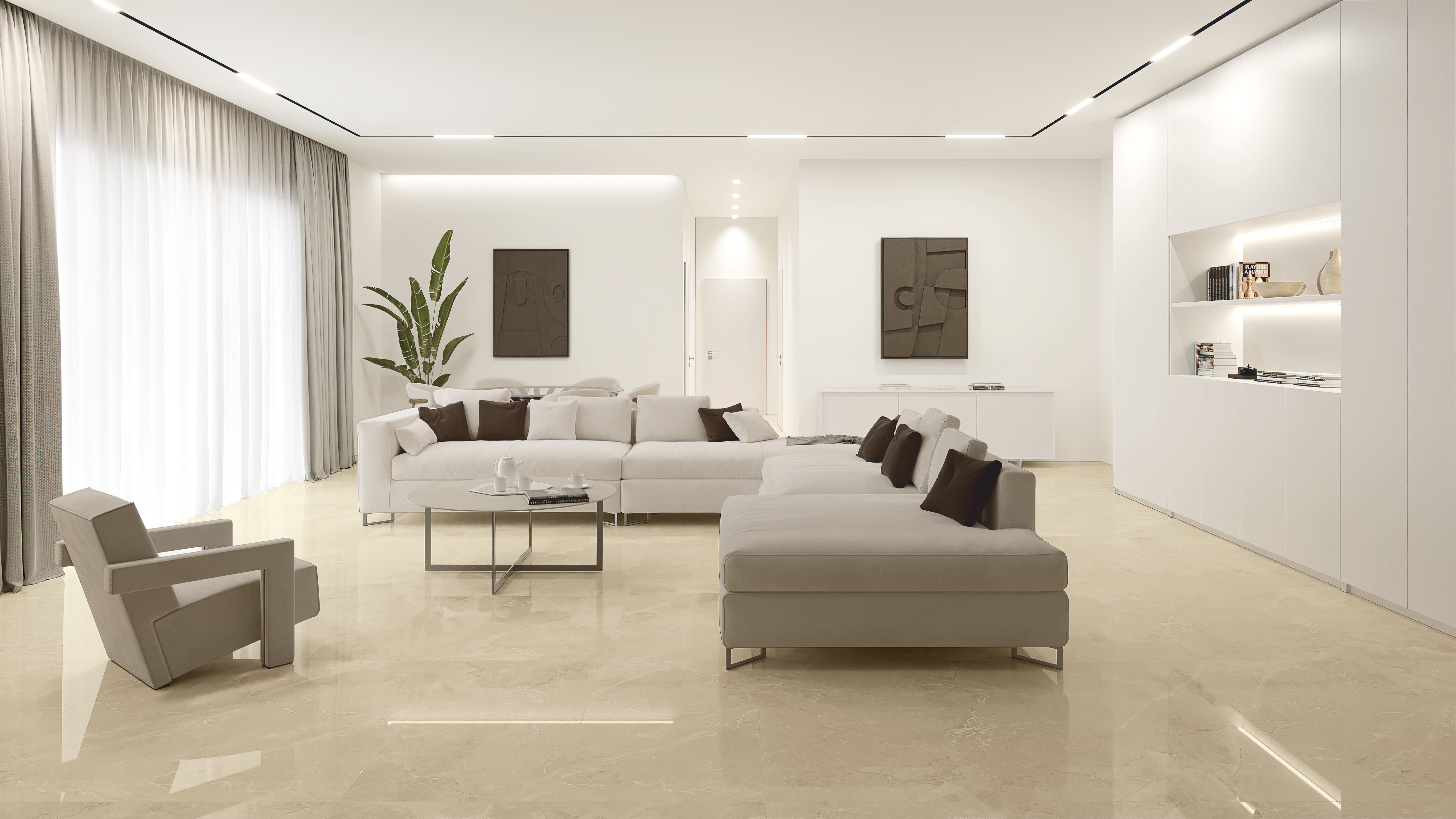 Soveraya Oro Marble-effect porcelain tile floor by Paul Ceramica Mito series
