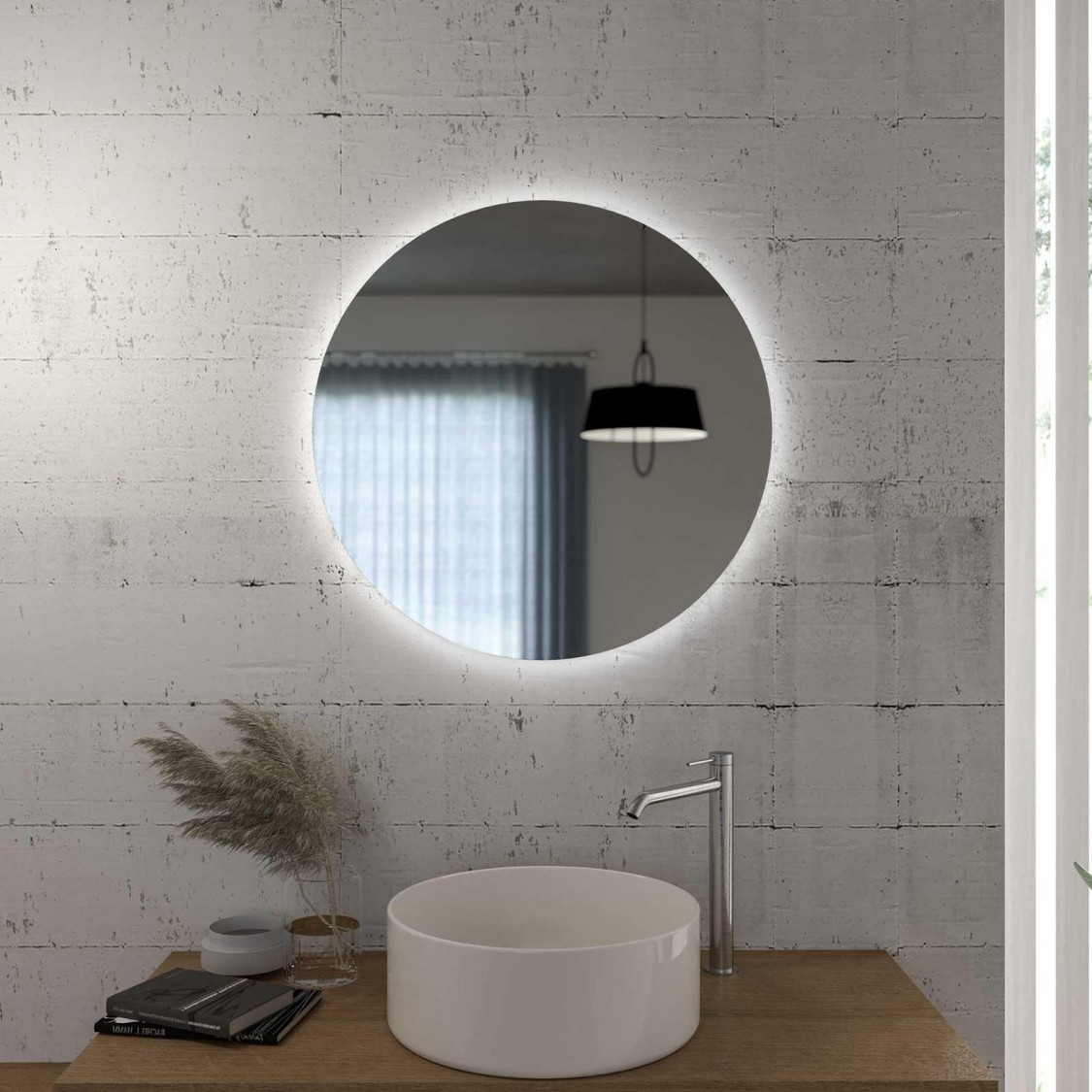 Round mirror with LED backlight
