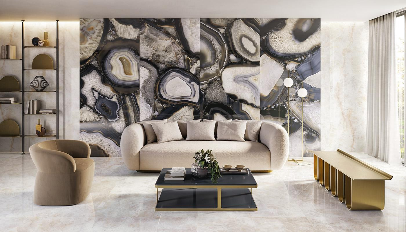 Precious Agate Black Marble Canvas Tiles by Emilceramica Lappato 60x120
