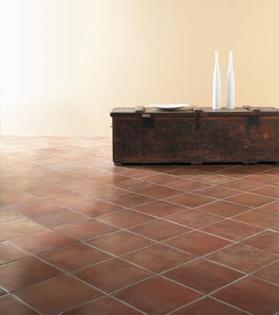 Red terracotta effect stoneware R9 smooth surface for interior
