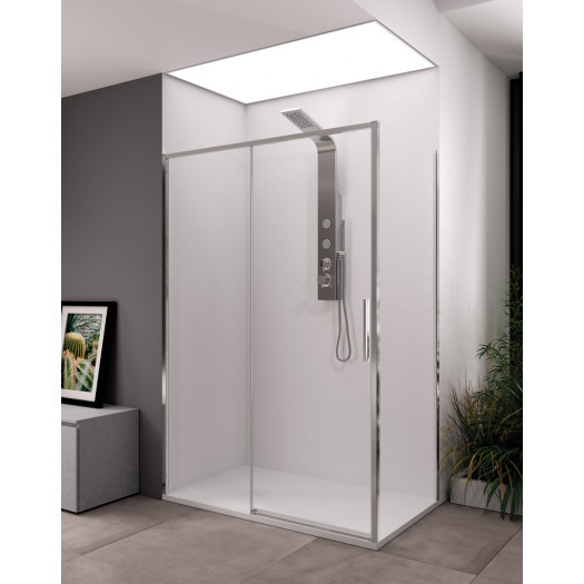 VENEZIA sliding shower cubicle with fixed door and transparent glass
