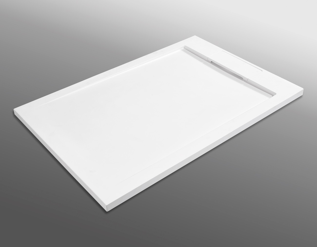 White Shower Tray in 3.5 cm thick resin marble

