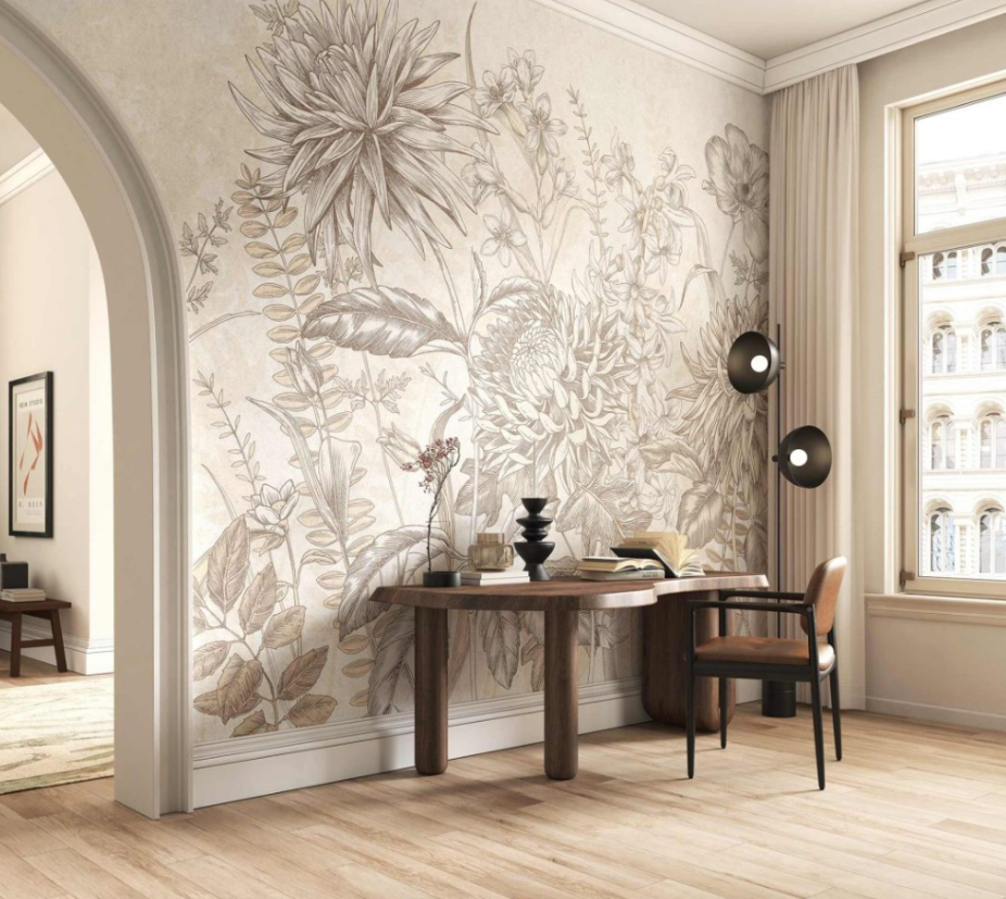 WILDFLOWERS Teknografische Tapete (BEIGE)
